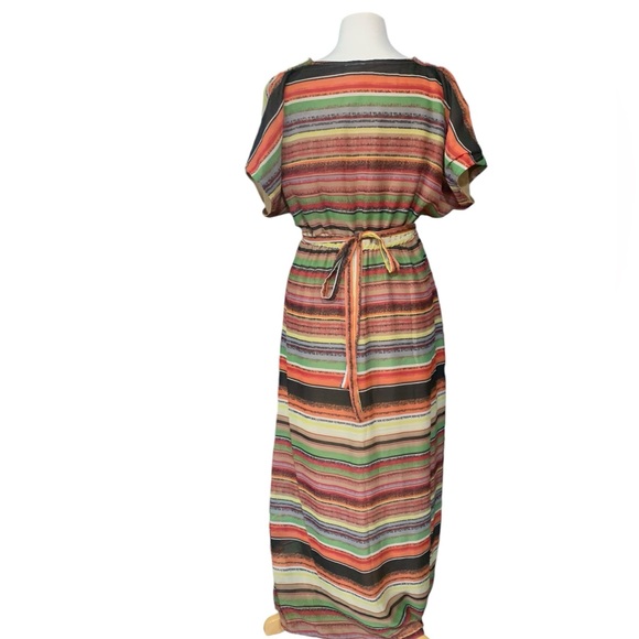 Passport Earthtone/autumnal striped maxi dress size small - Picture 3 of 7